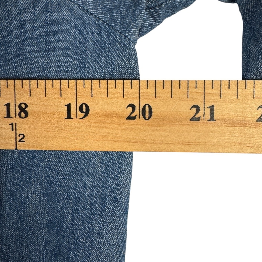 Draper James Small Denim Chambray Ruffle Button Down Top Cottagecore Preppy - Picture 5 of 6